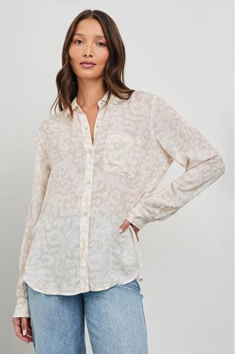 Josephine Button Down Sand Diffused Cheetah SAND