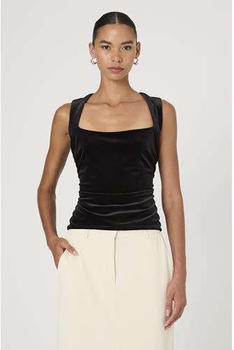 Stretch Velvet Corset Top BLACK