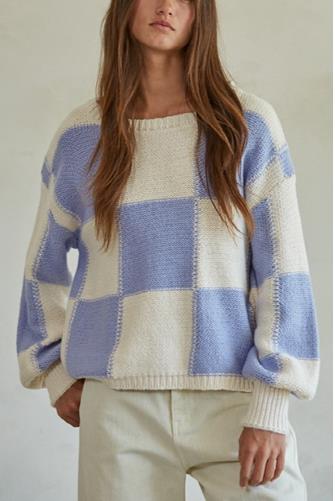 The Billie Sweater Cream Periwinkle