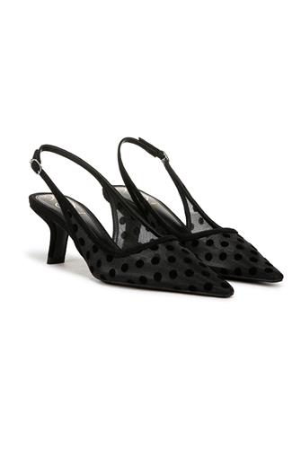 Bianka mesh polka dot slingback heel black