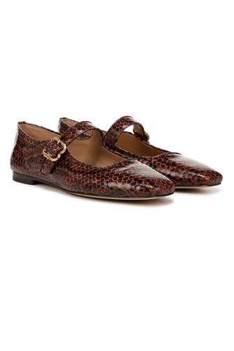 Michaela Snake Mary Jane Flat STABLE BROWN