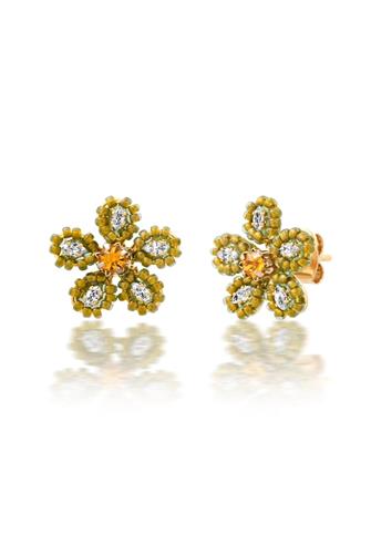 Bejeweled Flower Earrings MOSS