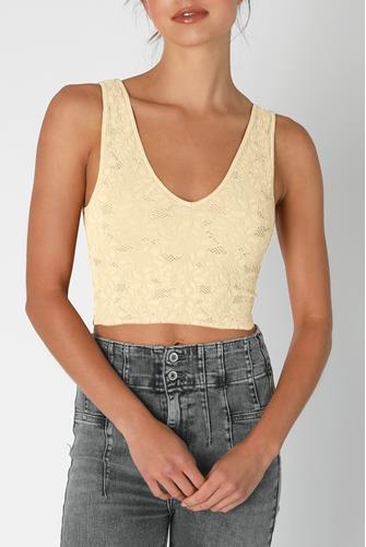 Lace V Neck Tank Top BUTTER CREAM