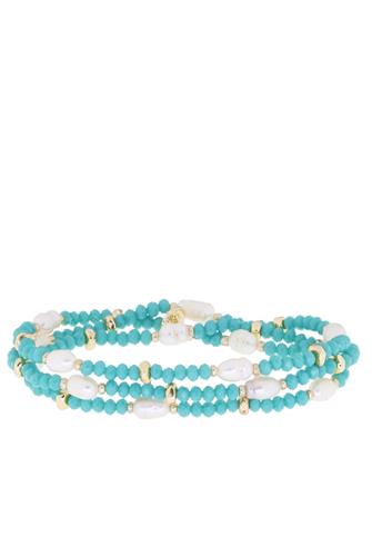 Crystal Beaded Pearl GOLD TURQ