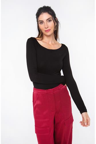 Boatneck Jersey Top BLACK