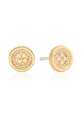 Classic Smooth Border Mini Stud Earrings GLD