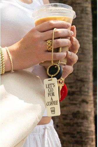 Lets Go For A Coffee Keychain white