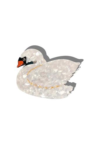 Handpainted Swan Claw Clip WHITE