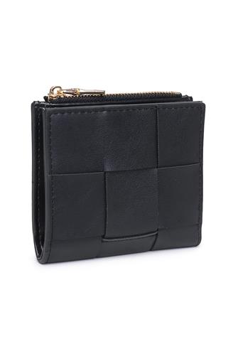 Woven Zip Square Wallet BLACK