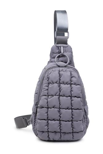 Quilted Nylon Crossbody Bag GREY