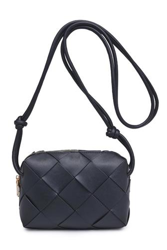 Woven Knotted Crossbody Bag BLACK