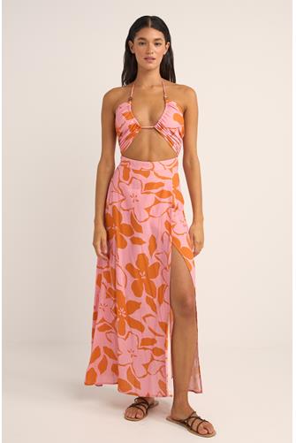 Pink Bora Bora Floral Cut Out Maxi Dress PINK