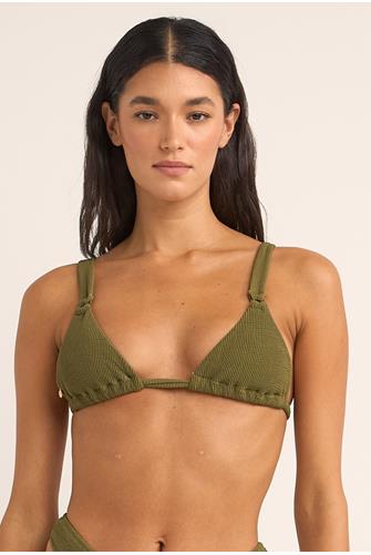 Ivy Isla Rib Soft Strap Slide Tri Top GREEN