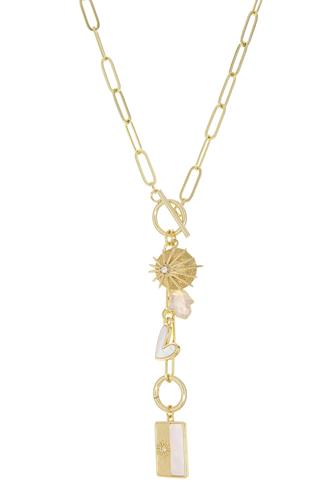 Multi Charm Dangle Necklace GOLD