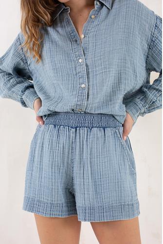 Dream Cotton Gauze Short Light Indigo Wash