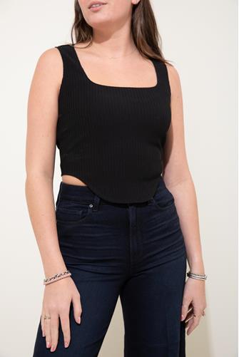 Rib Knit Corset Top BLACK