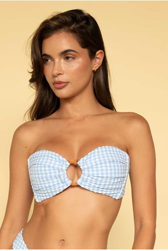 Peri Micro Tori Ties Bandeau Bikini Top PERI MICRO GINGHAM