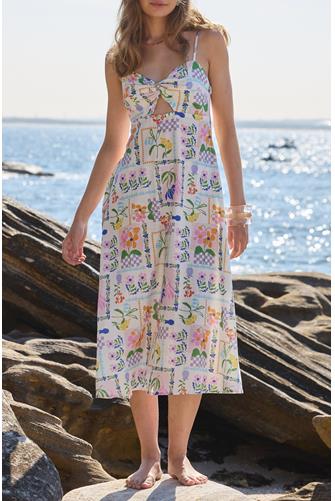 Nikita Twist Midi Dress PICNIC PRINT