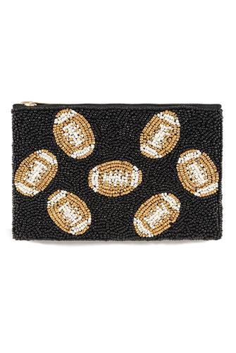 Footballs Beaded Pouch BLACK