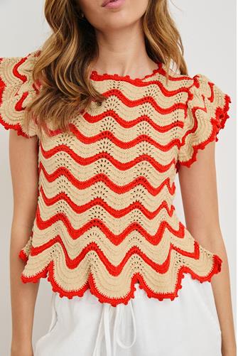 Coen Sweater Top CHERRY OAT STRIPE