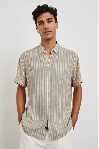 Carson Short Sleeve Shirt ALMOND MAUVE STRIPE