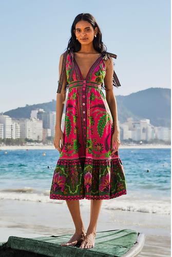 Ana Tapestry Pink Midi Dress ANA TAPESTRY PINK