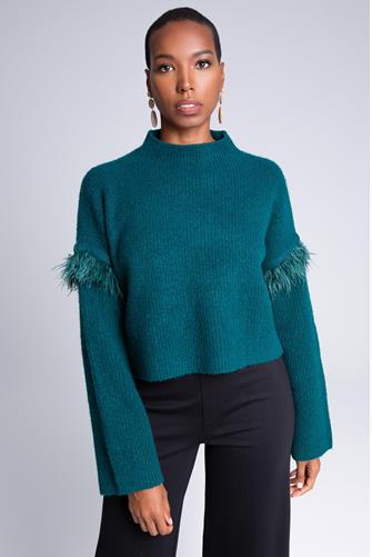 Tora Feather Sweater EVERGREEN