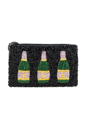 Etta Beaded Coin Purse BLACK/ EMERALD