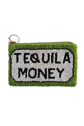 Etta Beaded Coin Purse LIME/ WHITE/ BLACK