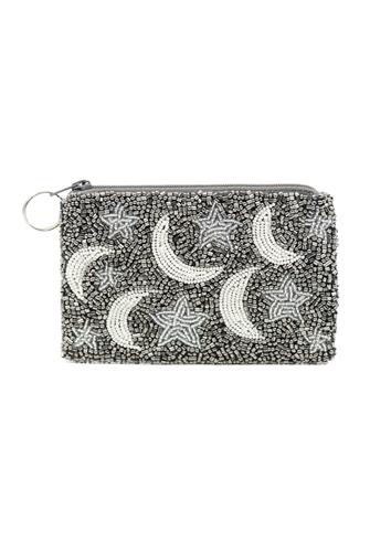 Etta Beaded Coin Purse PEWTER/ IVORY