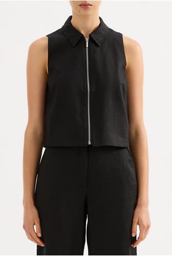 Dalia Linen Vest BLACK