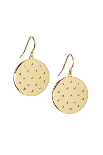Disc Earring With Crystal Detail And Fis GOLD
