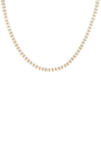 16 Inch Stone Disc Gold Heishi Necklace WHITE JADE