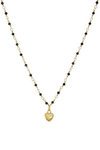Delicate Chain Necklace With Puffy Heart GOLD/ONYX
