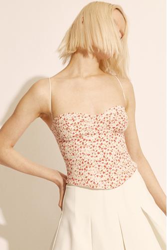 Estie Embroidered Corset Top RED FLORAL