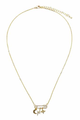Starry Night Paperclip Charm Necklace GOLD