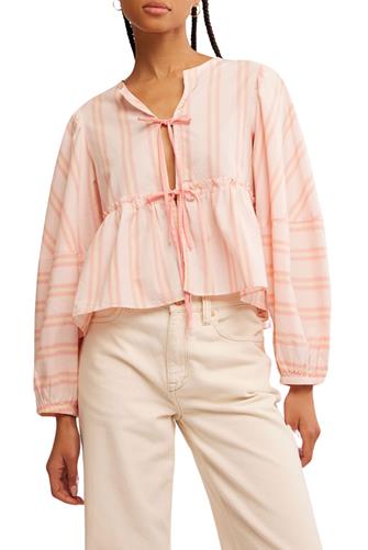 Brunch Babe Tie Front Top PINK + YELLOW