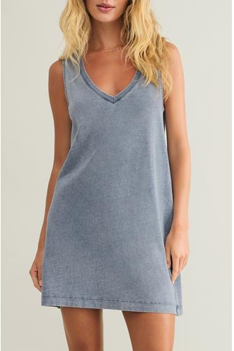 Sloane V-Neck Knit Denim Dress MEDIUM INDIGO