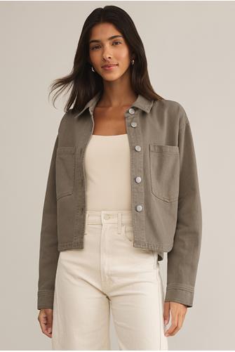 All Day Cropped Denim Jacket PEBBLE MOON