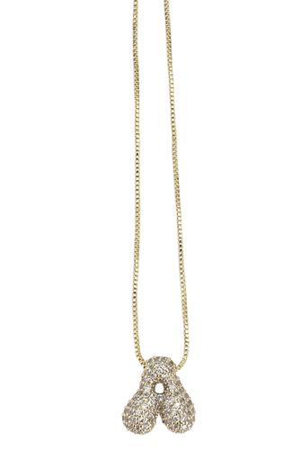 Pave Bubble Initial Necklace GOLD