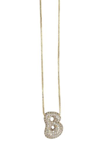 Pave Bubble Initial Necklace GOLD