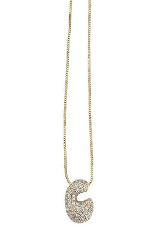 Pave Bubble Initial Necklace GOLD
