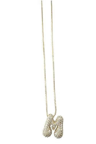 Pave Bubble Initial Necklace GOLD