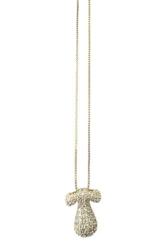 Pave Bubble Initial Necklace T GOLD