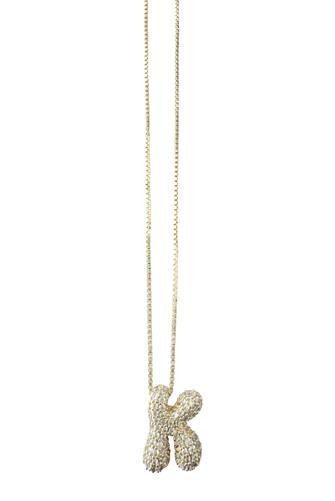 Pave Bubble Initial Necklace GOLD