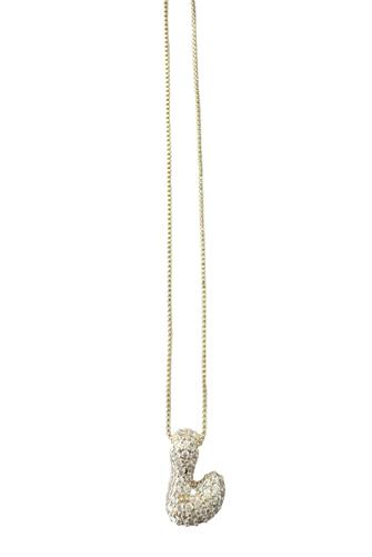 Pave Bubble Initial Necklace L GOLD