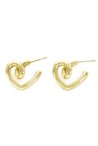 Gold Loop Heart Post Earrings GOLD
