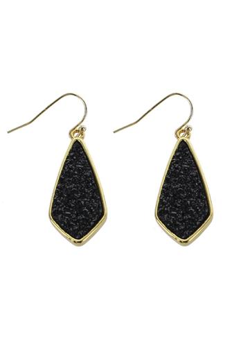 Black Drusy Drop Earrings BLACK