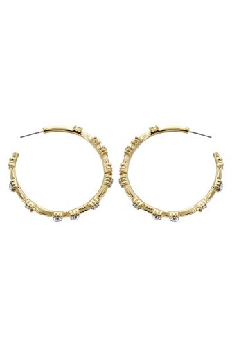 Gold Crystal Jewel Hoop Earrings GOLD