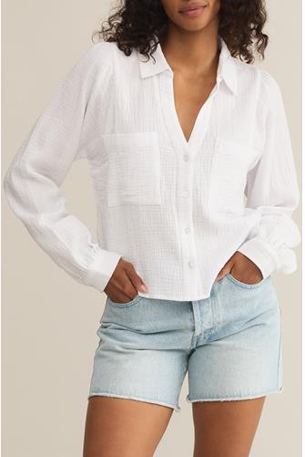 Campo Button Up Guaze Top WHITE